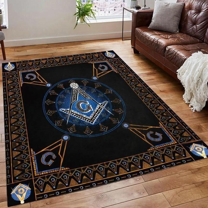Freemasonry Carpet Masonic Rug Floor Mat Carpet Regtangle Living Room Carpet Bedroom Carpet Home Anti-Slip Carpet Door Mat