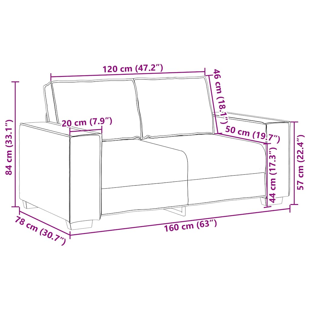 2 Seater Sofa Black 160 x 78 x 84 cm Velvet