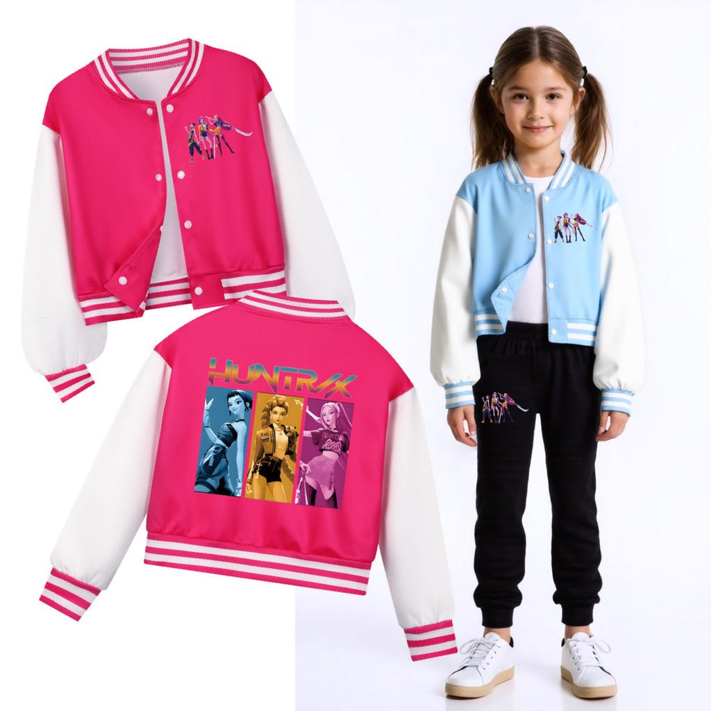 Kids Girls Anime Cartoon POP Singer Super Star Rumi Zoey Mira Printed Casual Long Sleeves Baseball Jacket Coat