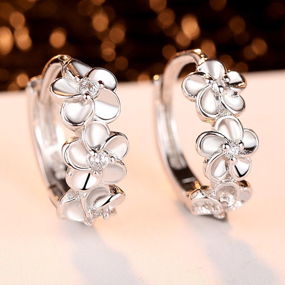 Fashionable Crystal Earrings For Women Chic Tea Flower Design Copper Material Wholesale From Source Factory