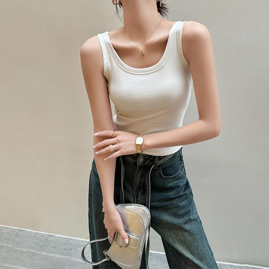 Women Sleeveless U Neck Tees T Shirt Ladies Tee Shirt Street Vest Wear Top