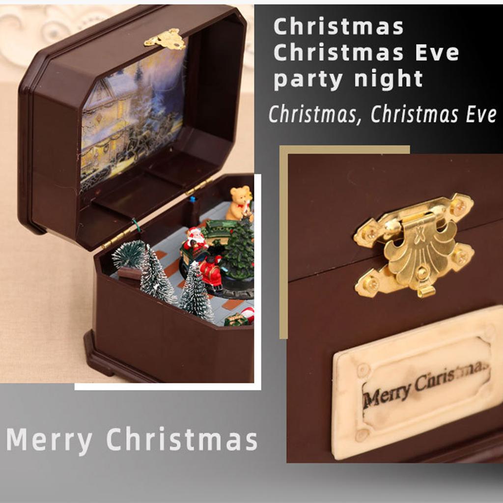 Christmas Led Music Box Train for Doll Rotated Xmas Birthday Party Decoration