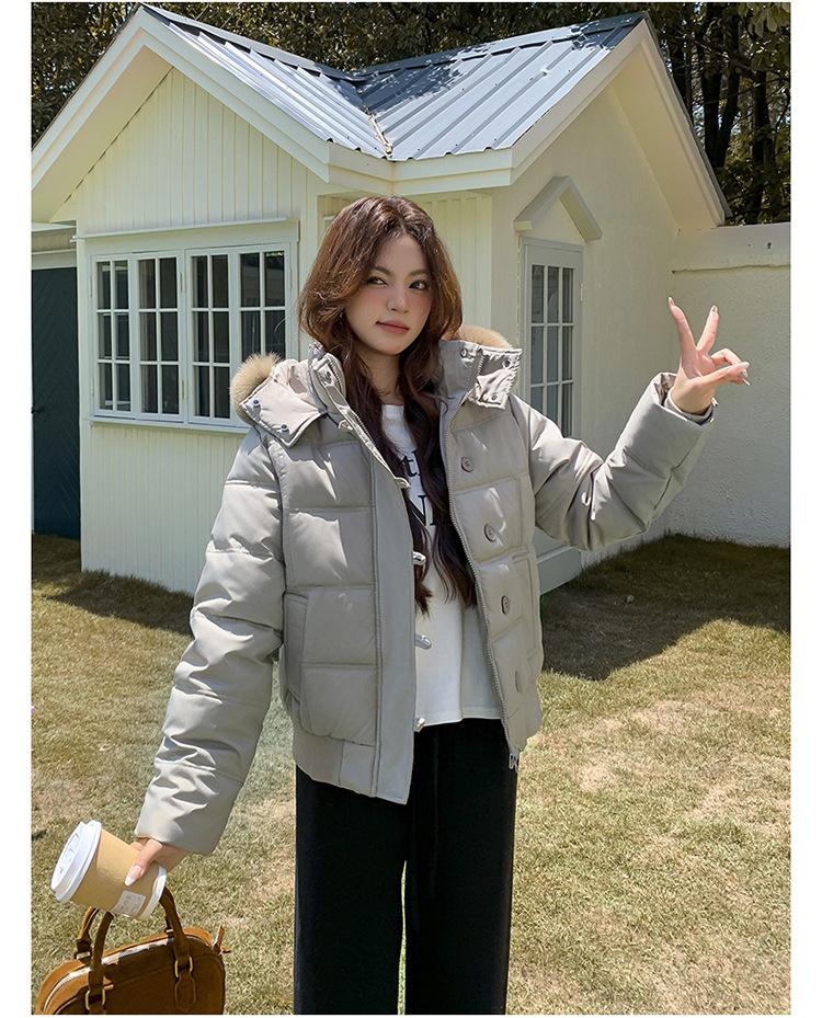 Women’s Short Big Fur Collar Hooded Windproof Thicken Warm Winter Jacket