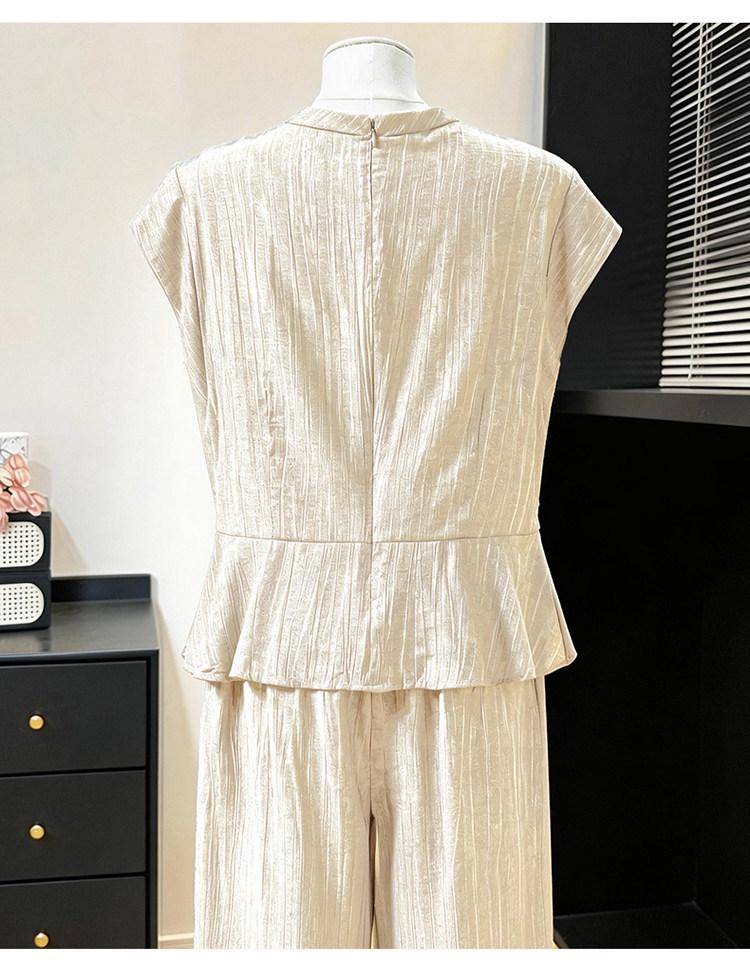 2026 Summer Slimming Two-Piece Set: Waist-Cinching Top & High-Waisted Wide-Leg Pants