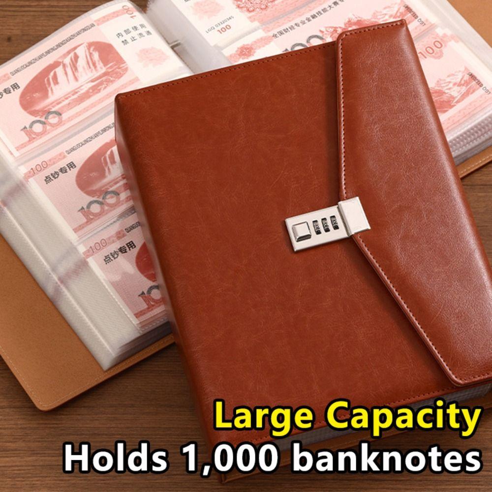 with Combination Lock Money Savings Binder PU Leather Savings Challenge Book  Cash Envelope System
