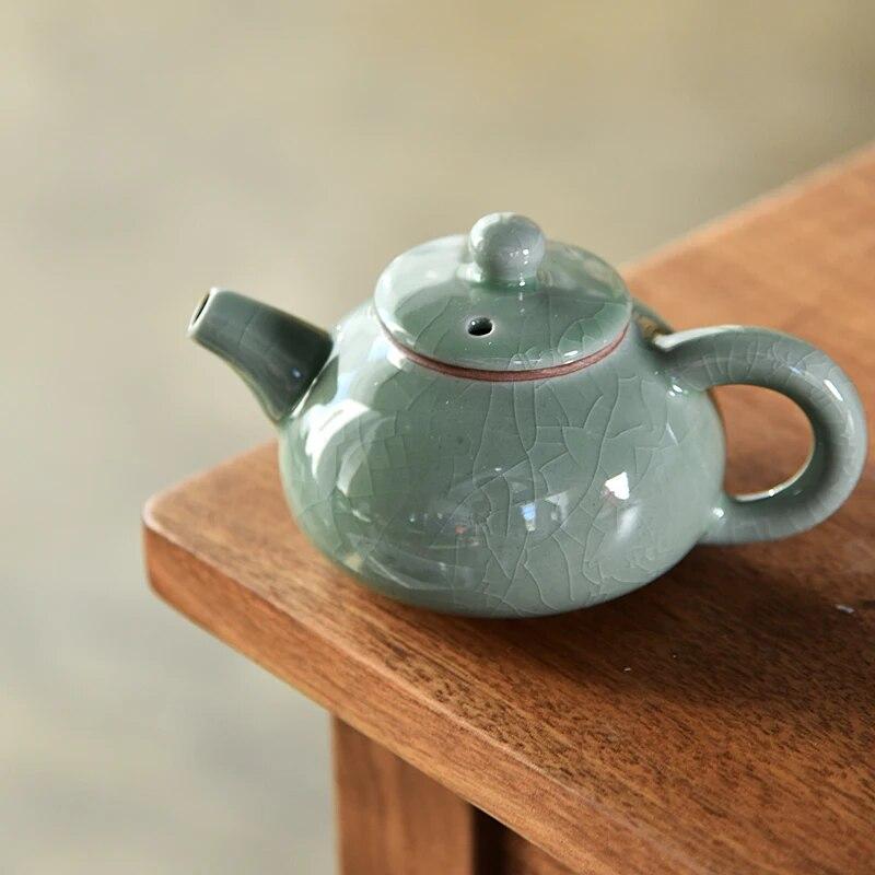 Ceainice cu glazură crackle Celadon Set de ceai tradițional Ceainic Oolong negru Ceainic din ceramică Ceai cu flori înflorite Veselă pentru ceai
