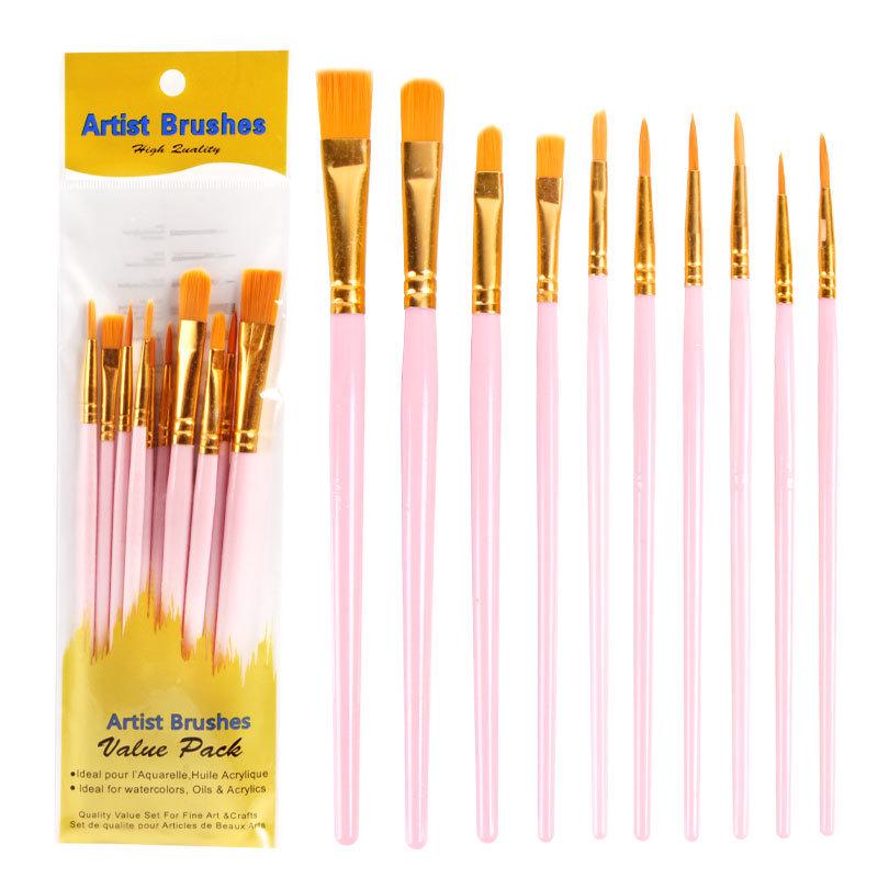 Set di 10 Pennelli in Nylon per Pittura ad Olio, con Pennelli Numerati – Ideale per Studenti d'Arte e Dettagli.