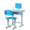 Kids Desk and Chair Set Adjustable Height Study Table Set with Drawer, Book Stand, Pen Slot - Blue