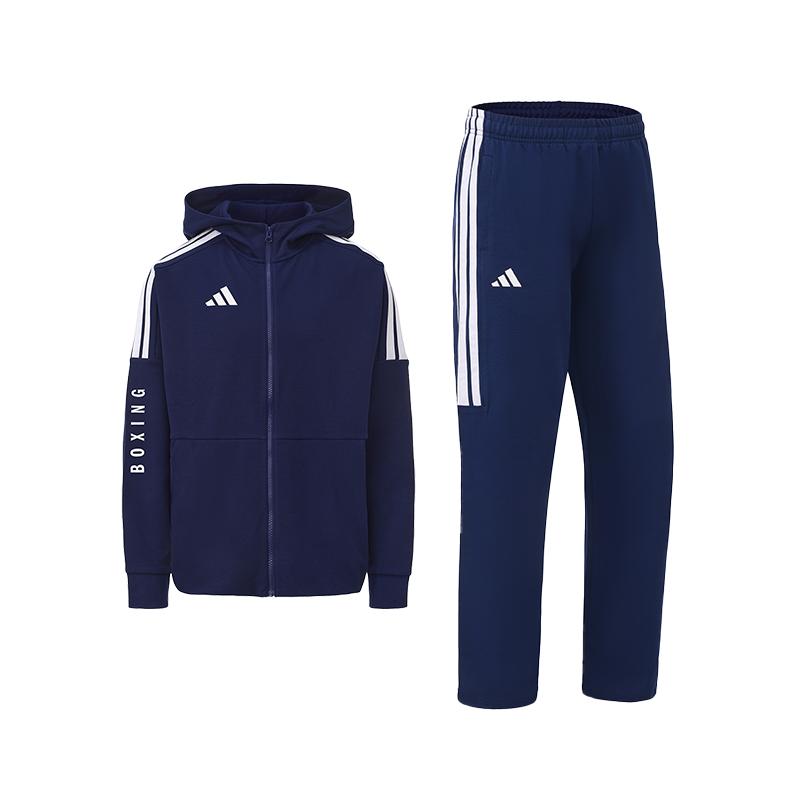adidas Kids Essentials 3-Stripes Hooded Tracksuit Navy Blue CLTR02JBX-DBW+TR411TK-NBW M