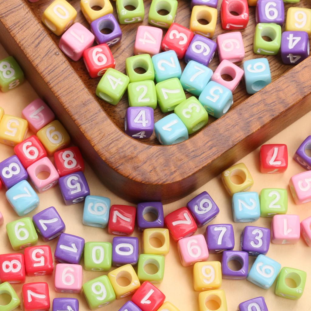 80Pcs 5.5mm Acrylic 0-9 Colored Arabic Digital Beads Cube Beads DIY Jewelry Making Bracelet Necklace Keychain