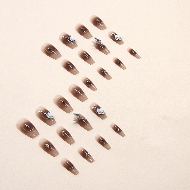 Dark White Medium Ballet Nail Crystal Butterfly Camellia High-Quality Wearing Nail Diamond Nail Art Piece