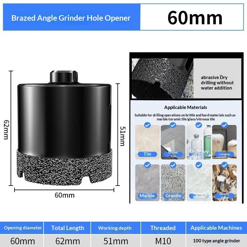 1Pc M10 35Mm Diamond Brazed Dry Core Drill Bit – Hole Saw Cutter For Porcelain Tile, Marble, Glass & Granite