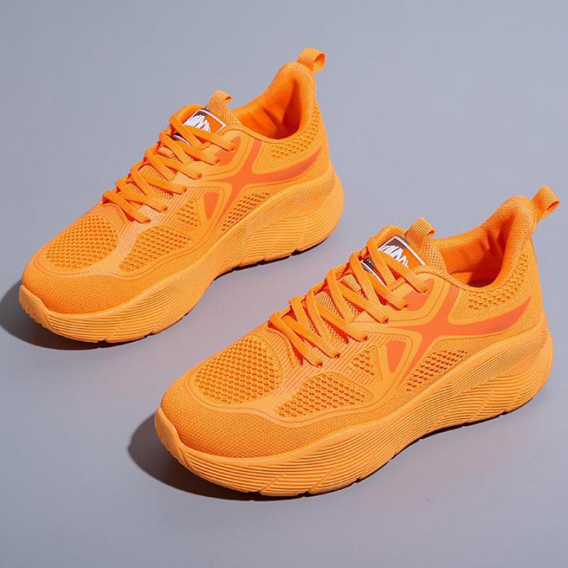 Fashion Spring Orange Platform Shoes Breathable Mesh Sneakers for Women Thick Sole Casual Shoes Women Sneakers Tennis Ladies Shoes