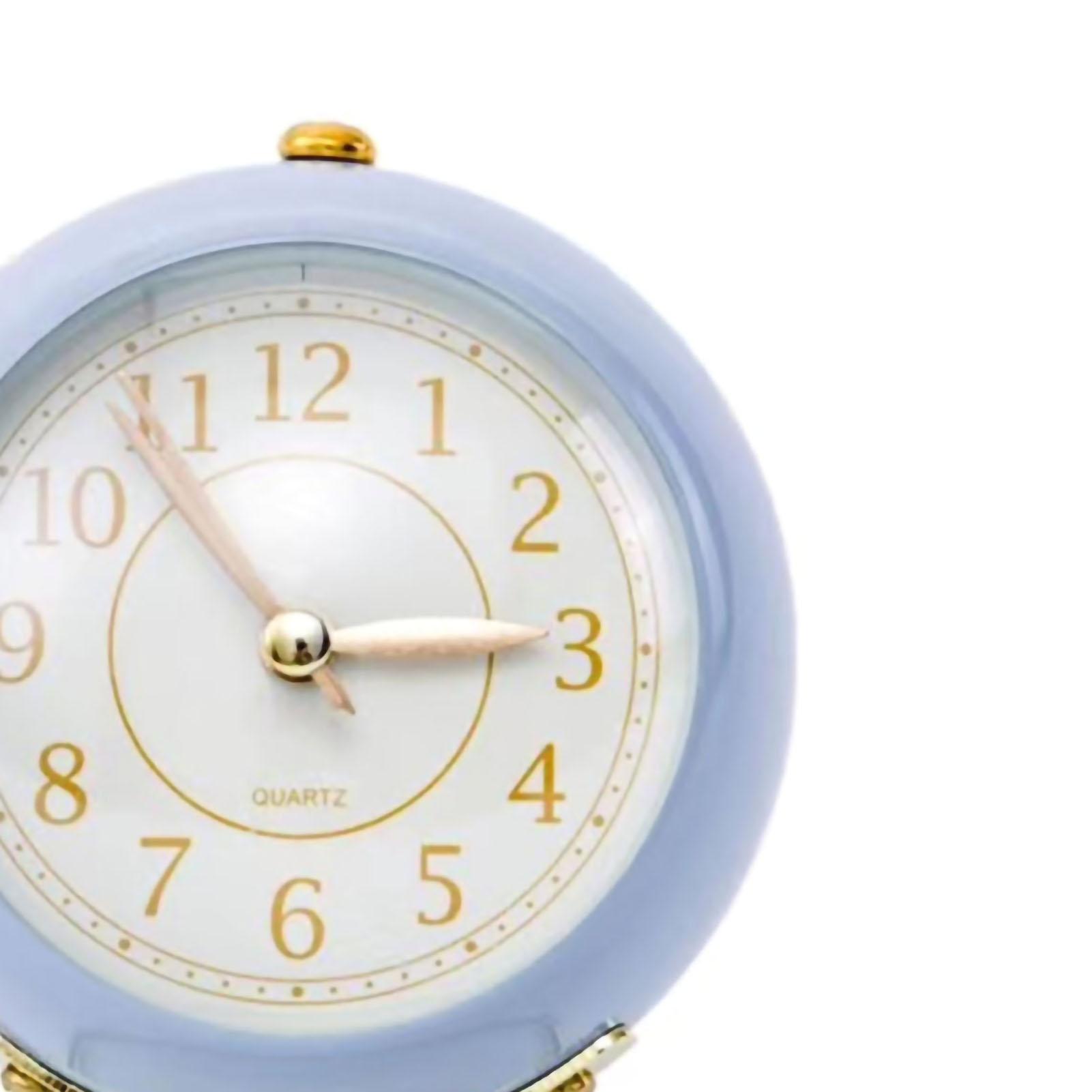 

Small Round Clock Circular Base Mute Corrosion Resistance Quartz Bedside Alarm Clock with Night Light for Bedroom