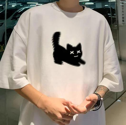 

Womens Tshirts T Shirt White for Women Casual Summer Wear Cat Anime Print Fashion Tee Shirts Womens Clothing Fashion S