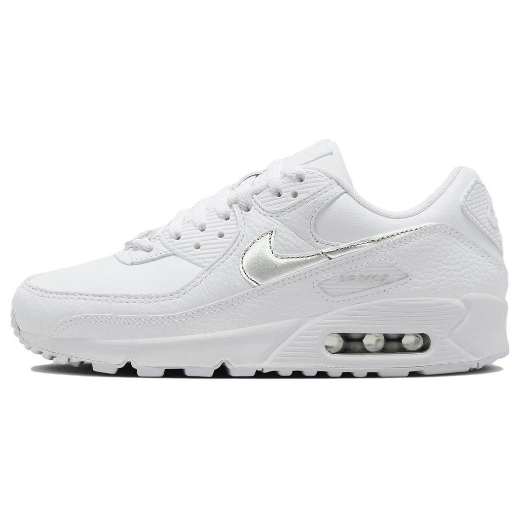 Nike Air Max 90 White Metallic Silver Women Sneakers Blue-Joy FV0949-100