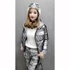 Winter Warme Glanzende Tweedelige Sets Dames Verdikte Donsparka's Jassen met Capuchon Pakken Joggingbroek Outfits