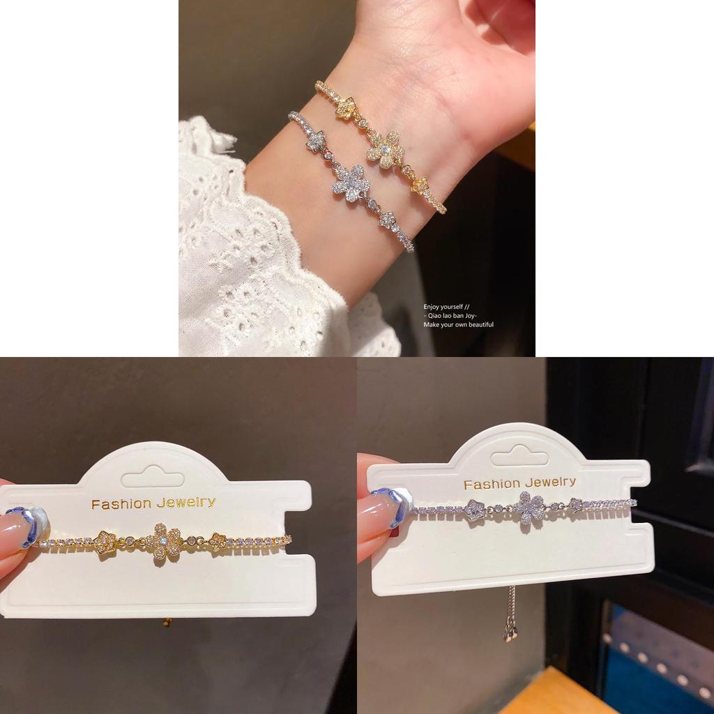 Fashion Flower Zircon Pendant Bracelet For Women With Elegant Design And Gift Use