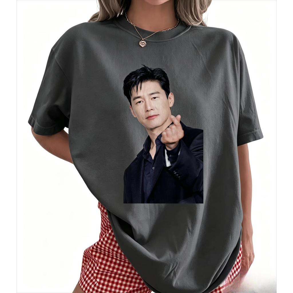2026 Hot Sale Kim Moo Yeol K-drama Fans Gift T-shirt Korean Actor Aesthetic Finger Heart Print Cotton Casual T-shirt