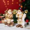 Santa Claus Figurine Small Resin Santa Sculpture with Gift Bag/Wish List for Mantle Bookshelf Tabletop New Year Party Decoration