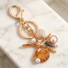Keychain Pendant Ocean Style Starfish Shell Design Key Chain with Rhinestones Imitation Pearls Bags Backpacks Decorative Accessory