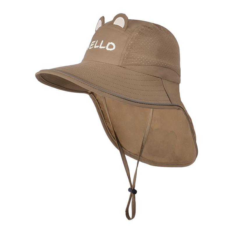 Children's Hat Cartoon Cute Sun Hat Male and Female Babies Outdoor Sun Protection Hat Large Brim Shawl Neck Protection Bucket Hat