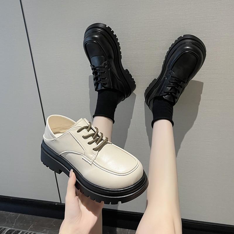 Platform Small Leather Shoes Women's Early Spring New Women's Thick Heel Fashion Women's Shoes Casual Single Shoes Women
