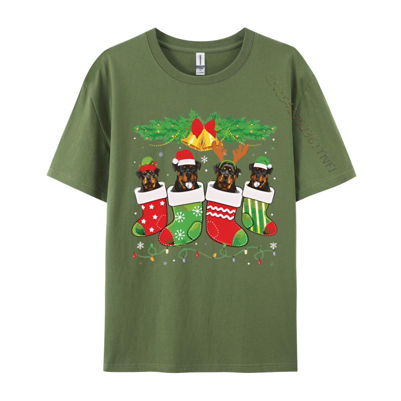 Cute Rottweiler Dog In Sock Christmas Tshirt Novelty Tops T Shirt Fashionable Cotton Unisex T Shirt Graphic T Shirts