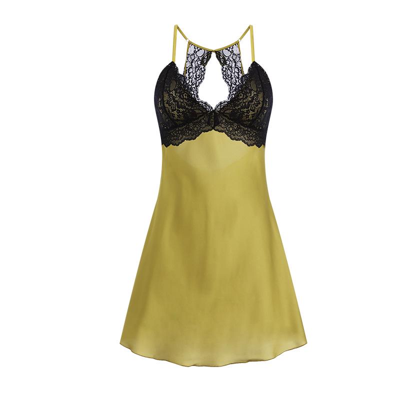 Elegant Lace Backless Plus Size Nightgown with Push-Up Bra and Camisole Set