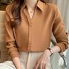 Fashion Long Sleeve Turn Down Collar Office Lady White Blouse Shirt Women Tops J141