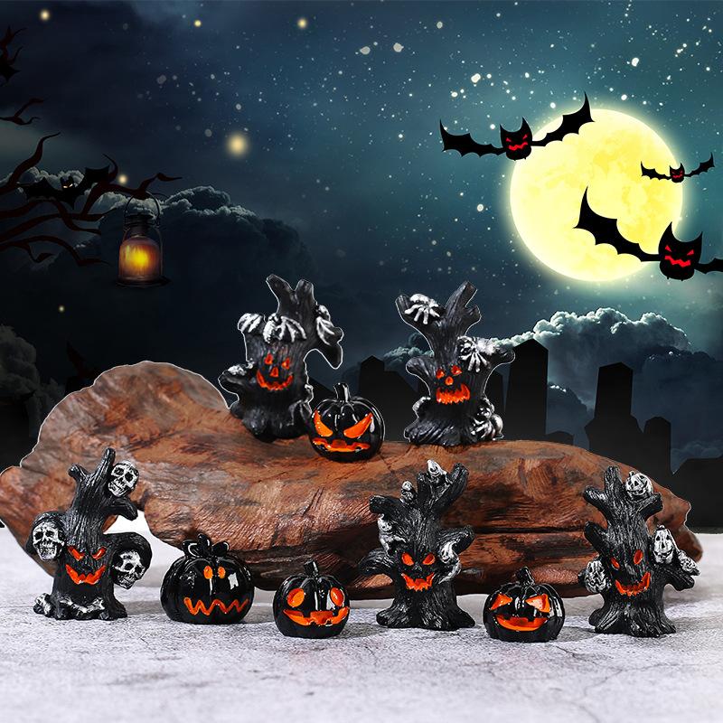 Micro Landscape Decoration Ornaments Halloween DIY Accessories Tree Ghost Pumpkin Tree Decoration Resin Accessories