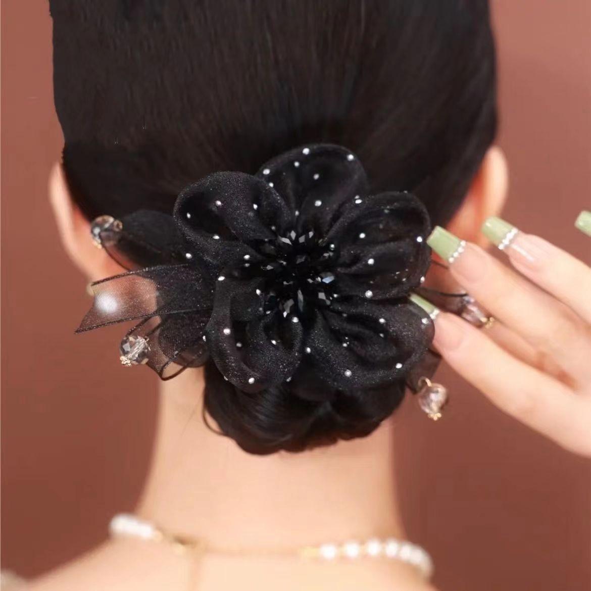 

«Элегантная резинка для волос из органзы с цветочным узором — стильная повязка на голову для женщин»