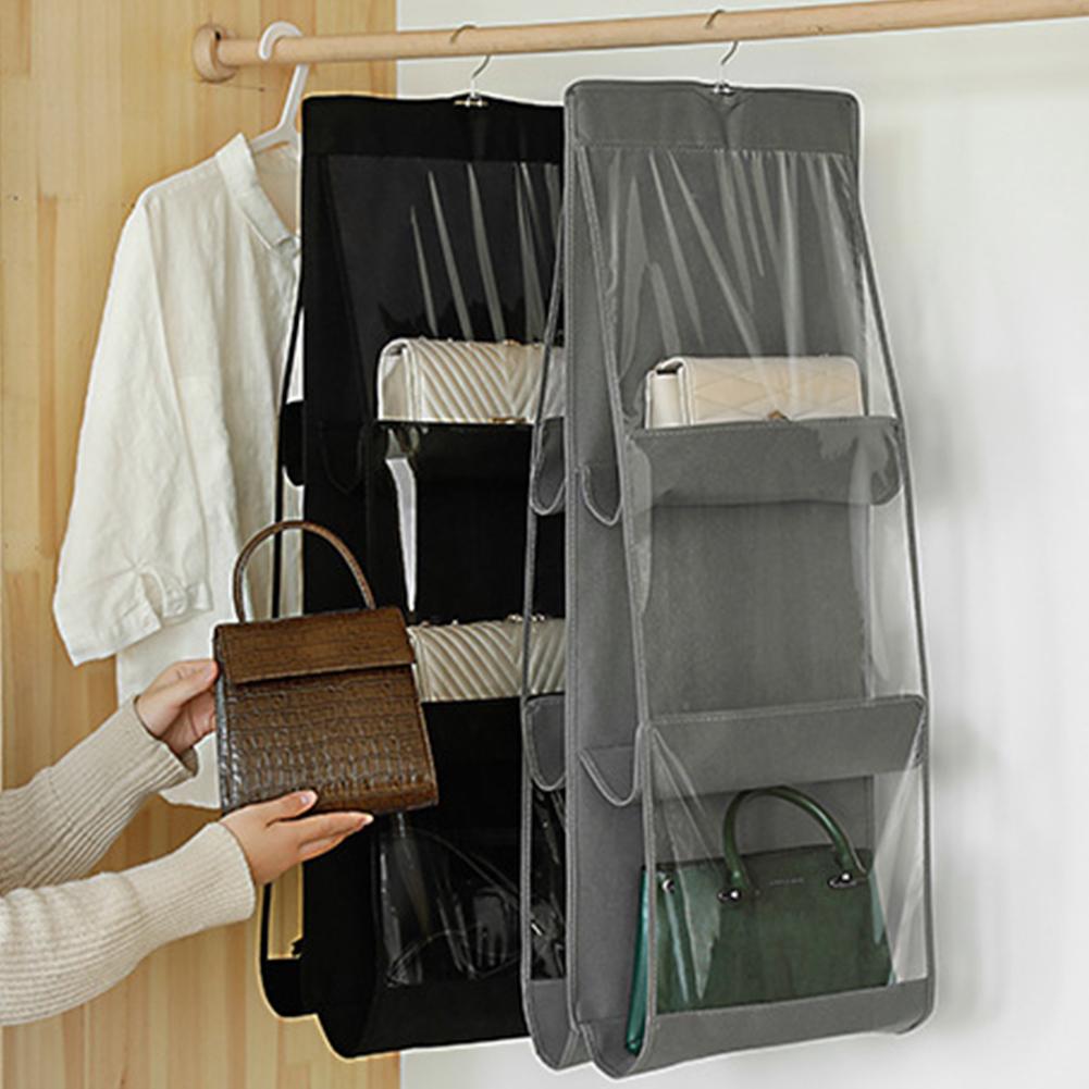 6/8 Pockets Hanging Purse Organizer Foldable Handbag Organizer Wardrobe Closet Space Saving Organizers for Family Closet Bedroom