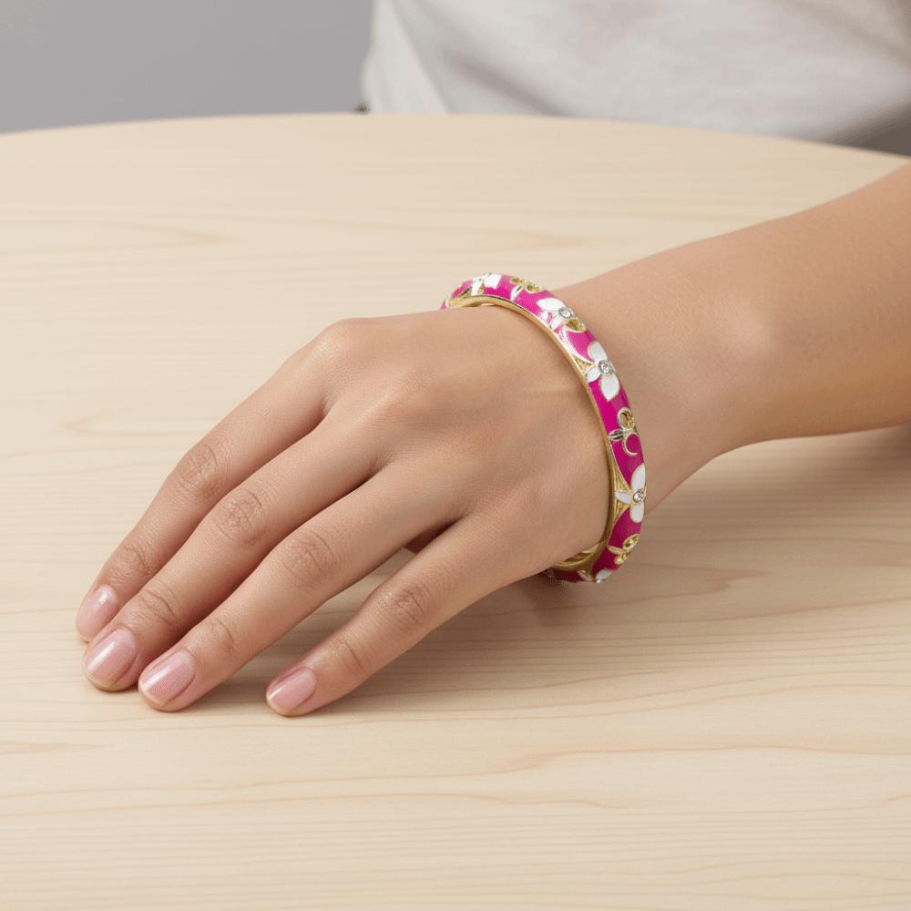 Traditional Chinese Flower Bangle Floral Women's Hand Bracelet Vintage Cloisonne Bangle Ladies