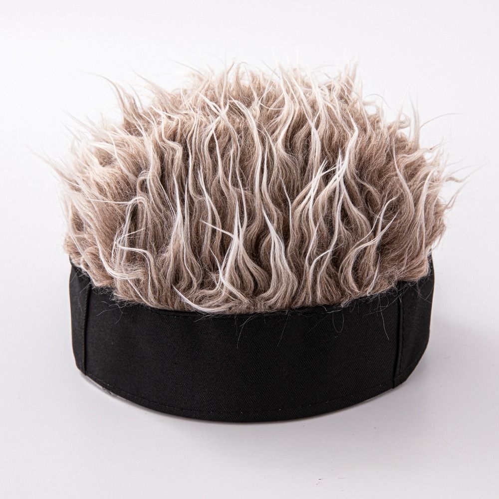 Fluffy Adult Women Unisex Fun Short Hair Caps Camouflage Hat Wigs Beanie Wig Hat Fake Hair Hat