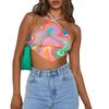 Colorful European & American Style Slim Halter Neck Backless Crop Top