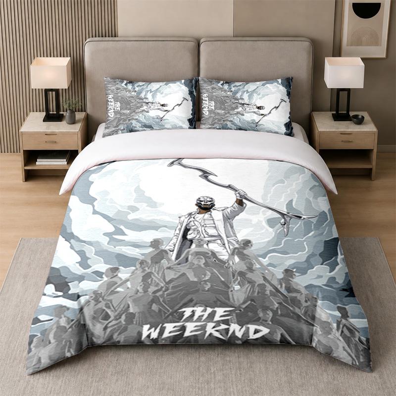 3-teiliges Bettwäsche-Set, The Weeknd 1 Bettbezug und 2 Kissenbezüge, Bedruckte Bettwäsche-Dekoration für Gästezimmer