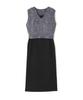 Natural Beauty Basic Casual Dress with Tape Yarn Knit Vest and Cami Black and Gray Women's Dress,