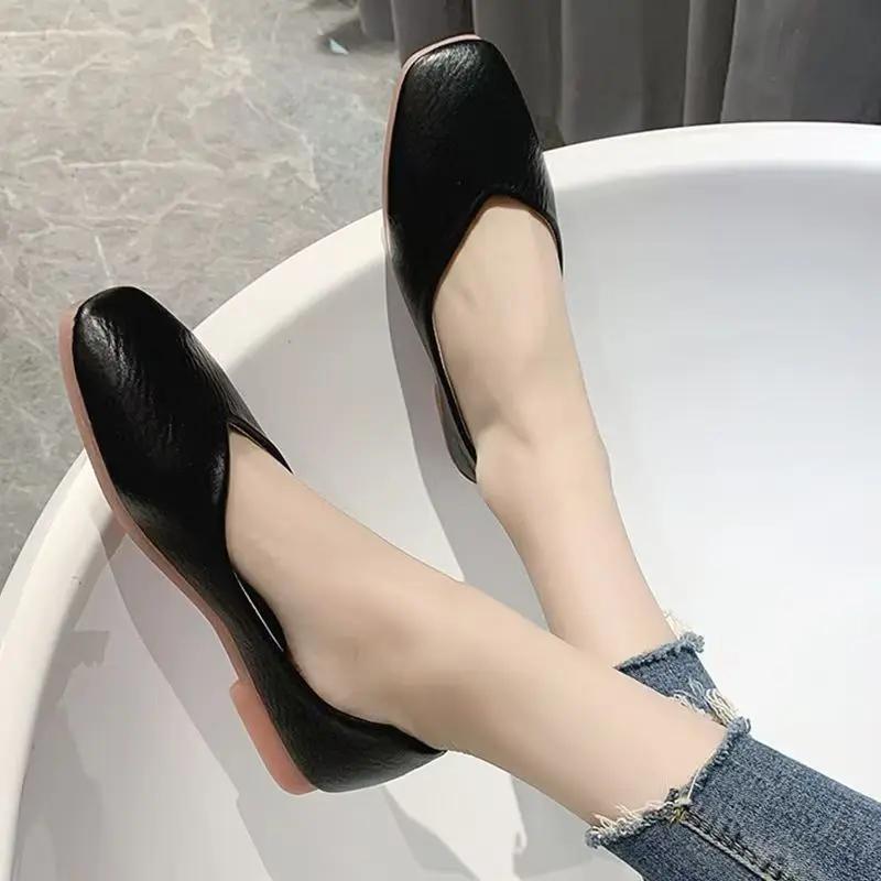 Multi-color Low-heeled Women's Shoes 2024 Granny Shoes Shallow Mouth Flats Casual Versatile Wear one shoe twice Zapatos De Mujer