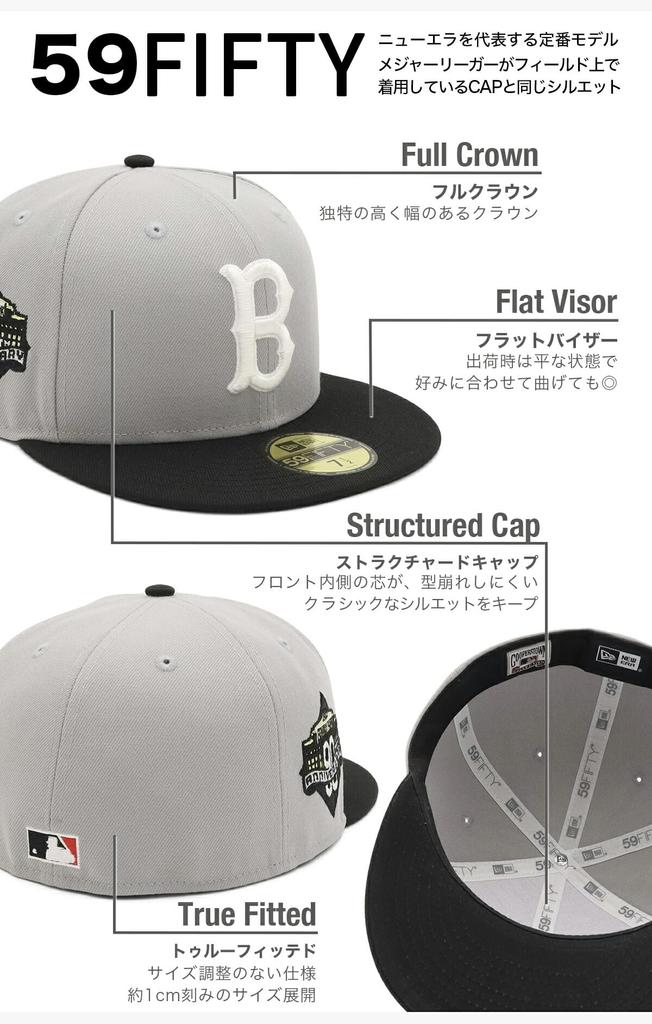 New Era Cap 59FIFTY Boston Red Sox MLB Side Patch 2Tone Gray Black 70907354 NER35C4087 7 3/8