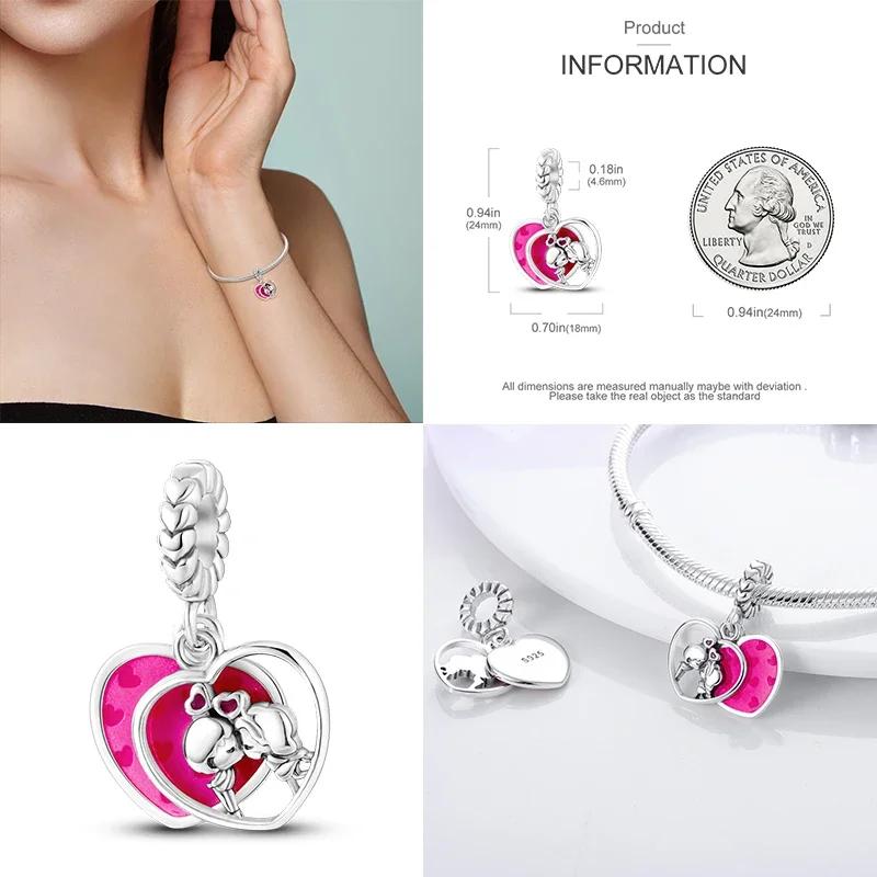 925 Silber Glühwürmchen Libelle Eule Anhänger Kleeblatt Herz Zirkon Farbperle für Original Armband Anhänger Schmuck