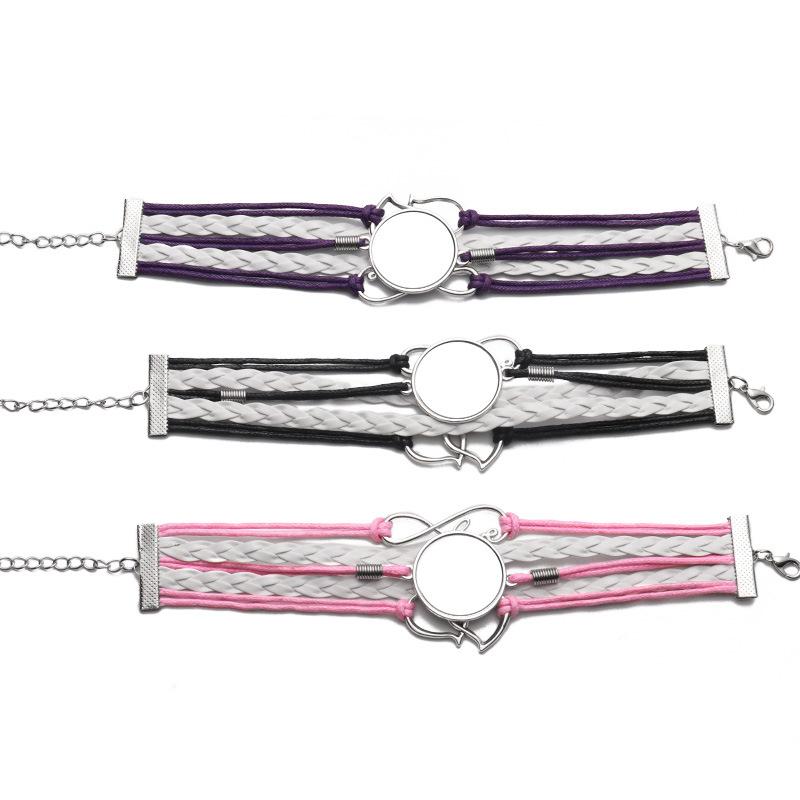 Sublimation Woven Leather Rope Bracelet Casual Jewelry Bracelets DIY Heat Transfer Blanks For Creative Fashion Jewelry Gifts