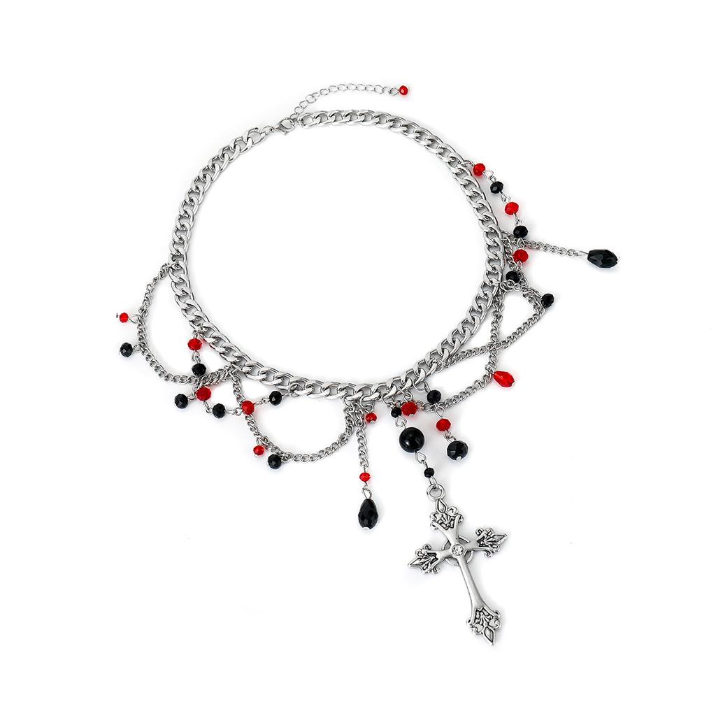 Hip Hop Halskette Kreuz Anhänger Dunkle Schlüsselbein Kette Gothic Süß Cool Halskette Nische