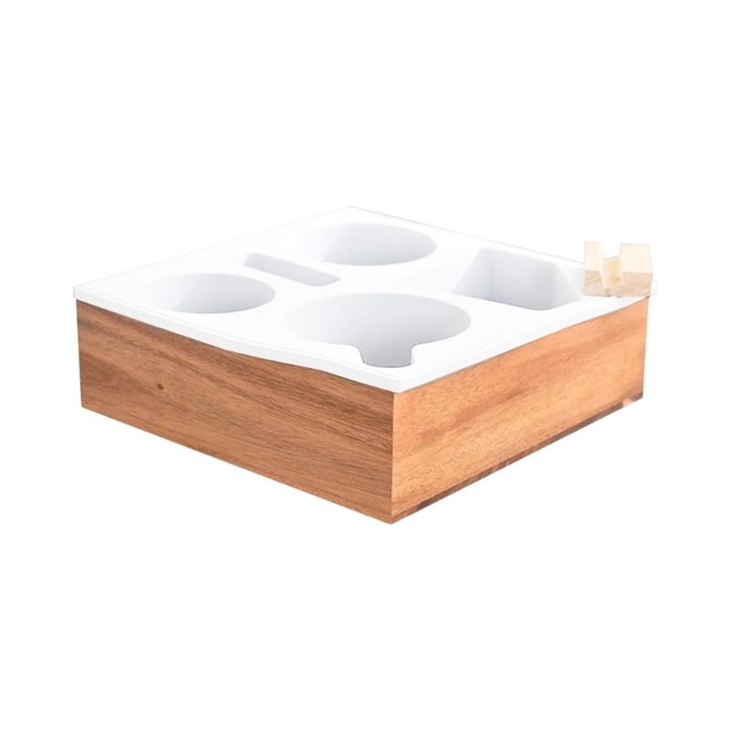 

Food Grade Silicone Wood Snacks Holder Tray For Sofa Bed Car Storage Organiser With Scratch Resistant Design