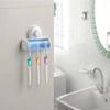 Creative Home Dust-proof Suction Cup 5 Toothbrush Holder Wall Mounted Stand