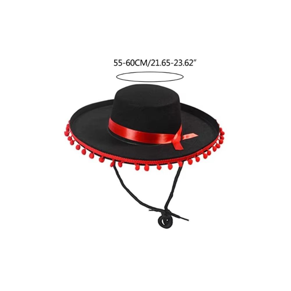 Pălării mexicane Sombrero cu boruri largi, design de Halloween, Zoro fuzz ball, pălării de jazz unisex