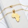 Punk Fashion African Africa Map Pendant Necklaces Female Gold Color Stainless Steels Chain for Women Men Ethiopian Jewelry Gift