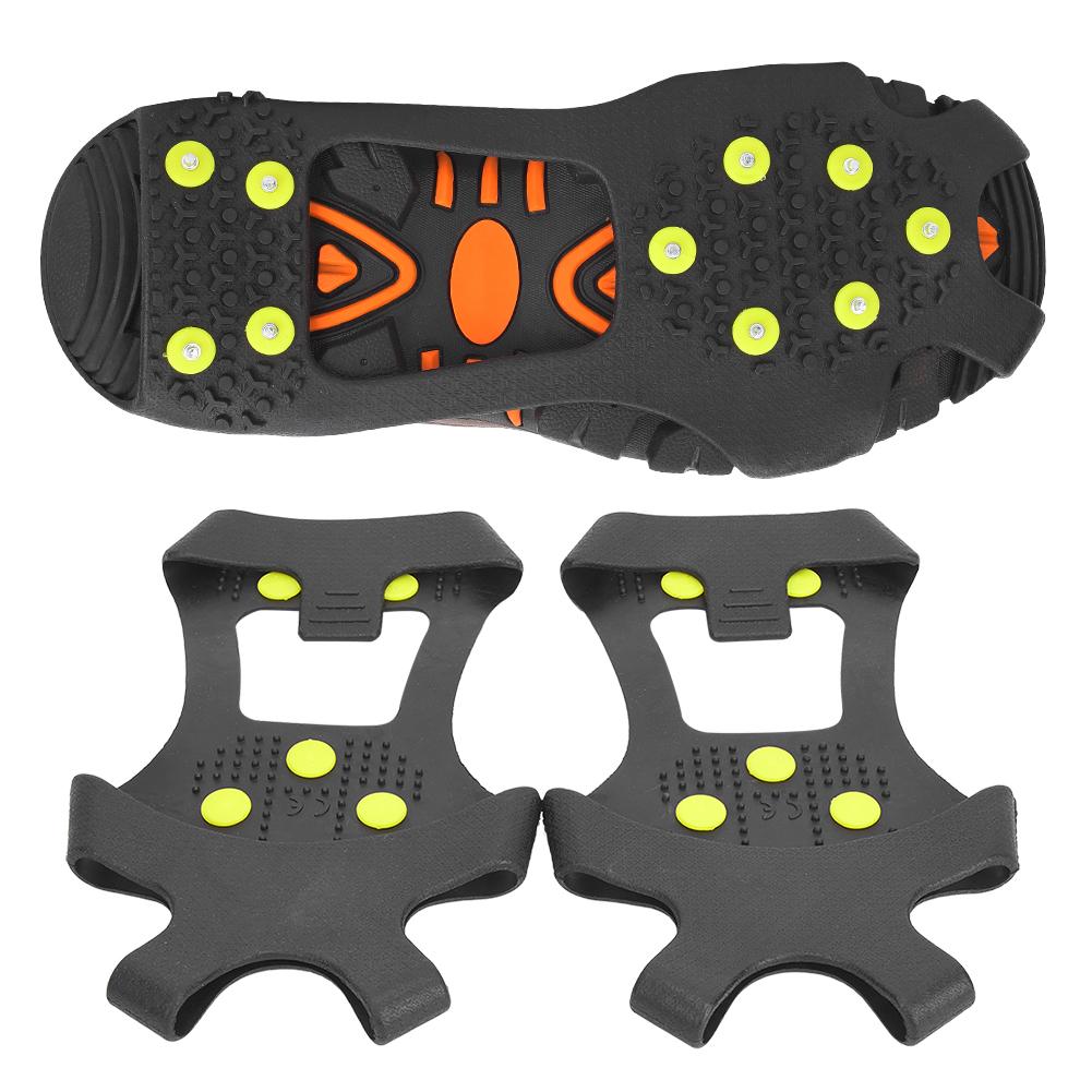 1 Pair Universal 10 Teeth Anti Slip Ice Cleat Shoe Grips Spikes Cleats Crampons for Hiking