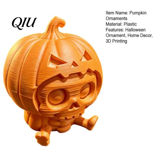 Niche Halloween Tabletop Decor Pumpkin Skull Ornament, Hollow Ghost Face Design, 3D Printed Matte White Ornament Detailed Layered