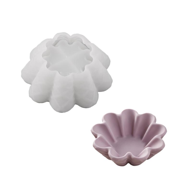Large Round Silicone Mold For Making Waffle Bowl Candle Jewelry Dish And Soap Tray With Diamonds Texture Design